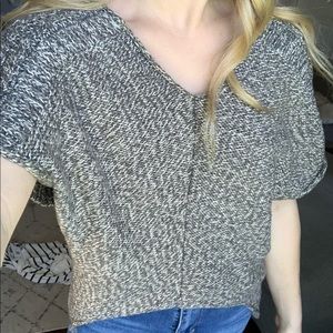 Short sleeve sweater crop cut25 heather grey
